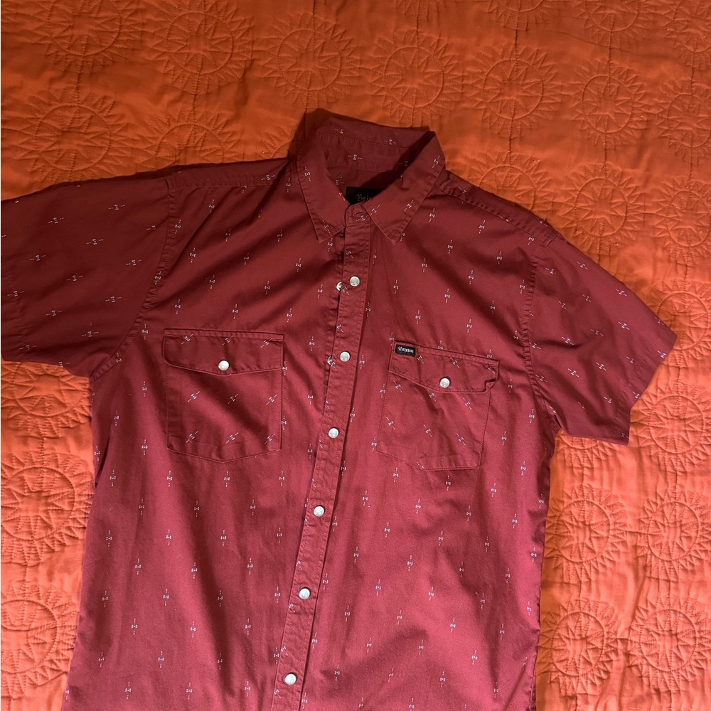 Brixton Short-Sleeve Button-Down Shirt in Deep Red